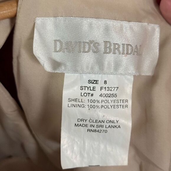 Davids Bridal Satin Halter Evening Dress Womens 8 Champagne Formal Bridal Party - Picture 12 of 16